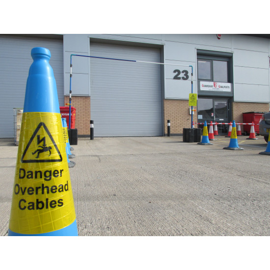 Blue And Yellow Electrical Safety Cones