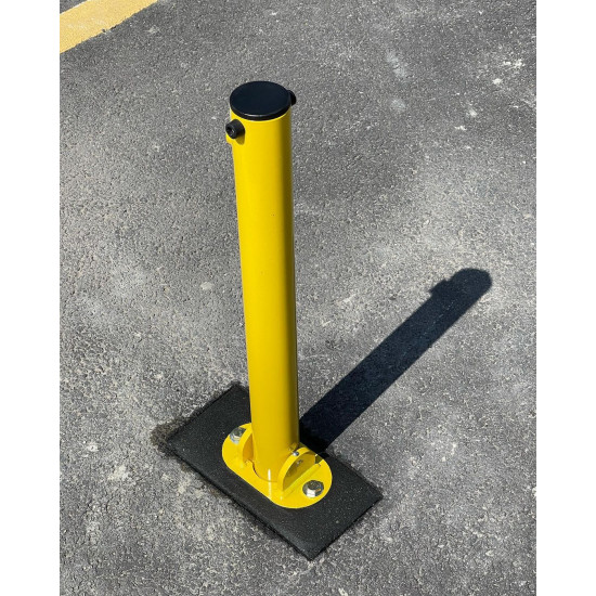 Yellow Folding Parking Post w/ Integral Lock